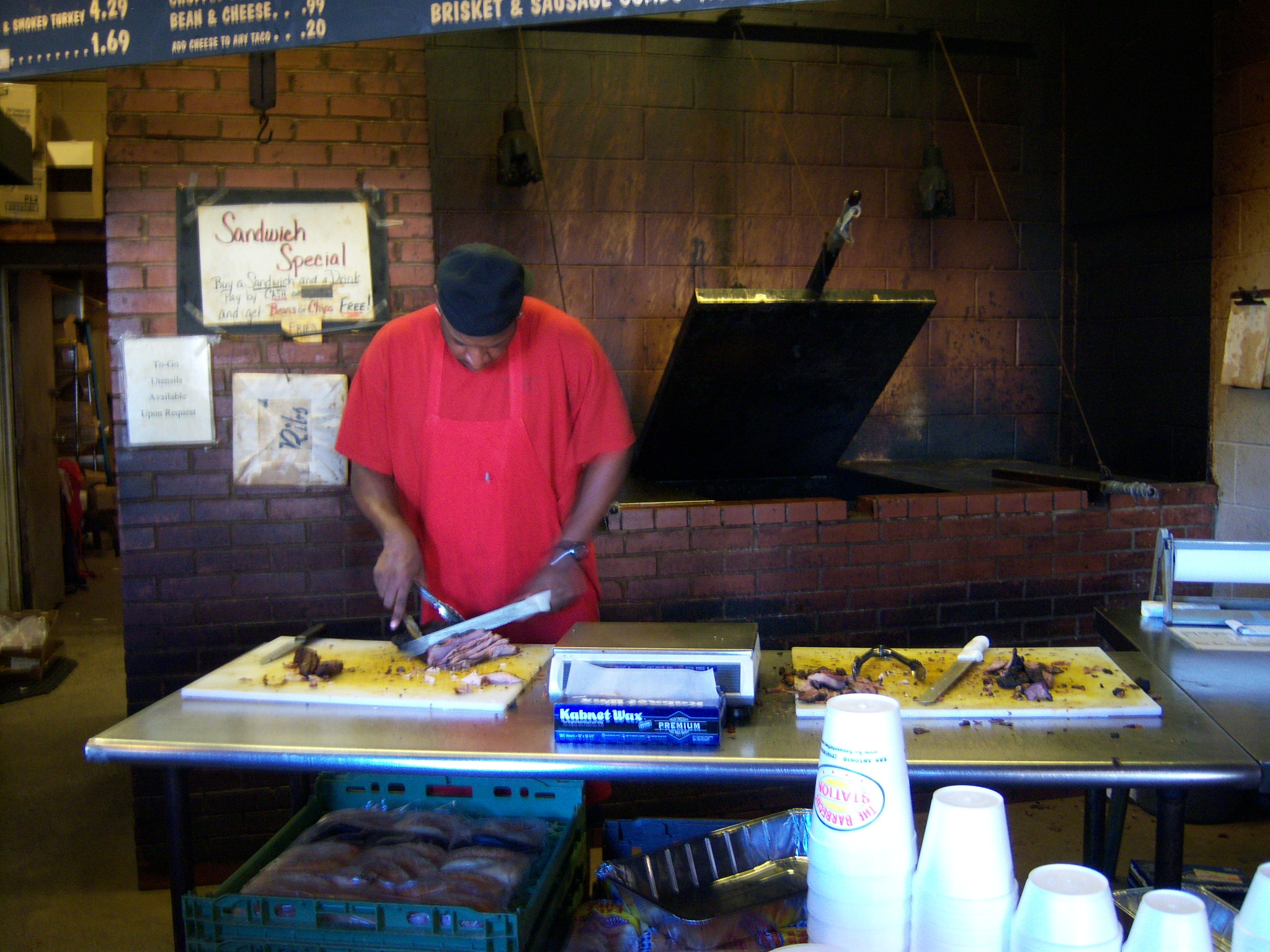 Photo of brisket being sliced.