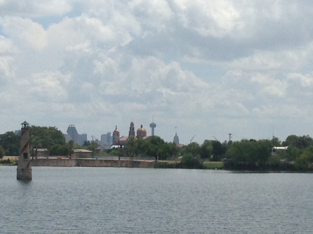 Photo of Woodlawn Lake Park provides a lovely view of downtown San Antonio's skyline and the Basilica of the National Shrine of the Little Flower.