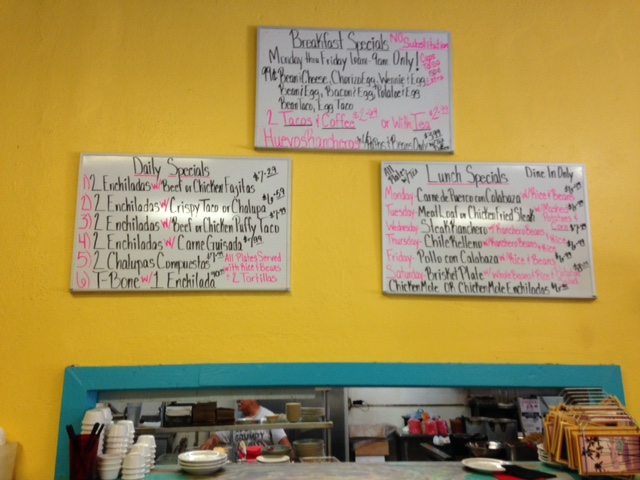 Photo of breakfast, lunch and daily specials at the Blanco Cafe.