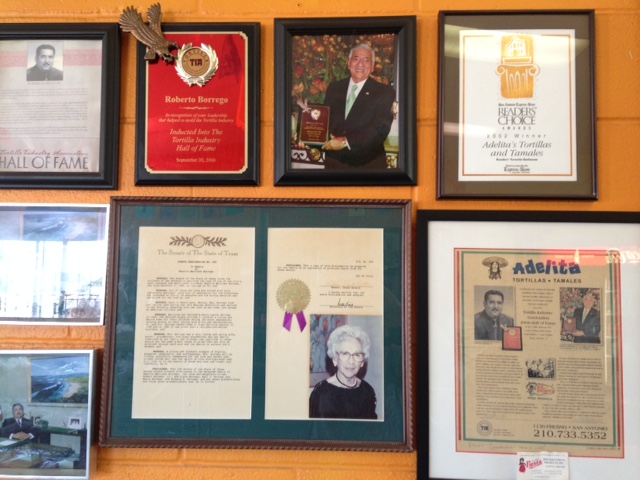 Photo of honors and awards at Adelita Tamales & Tortilla Factory.