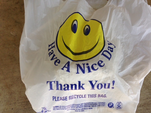 Photo of "Have a Nice Day" to-go bag at Adelita Tamales & Tortilla Factory.