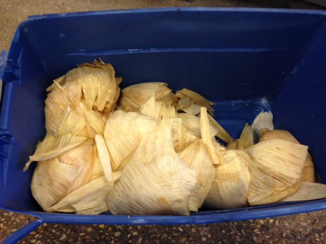 Photo of corn husks at Adelita Tamales & Tortilla Factory.