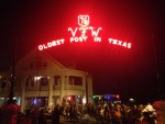 Photo of the neon sign outside of the VFW Post 74, the oldest post in Texas.