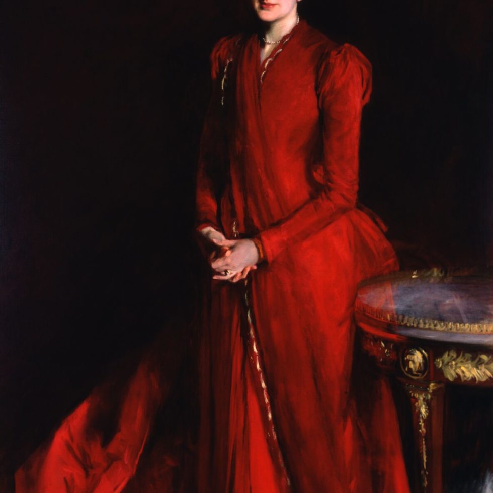 Photo of a painting by John Singer Sargent of Margaret Louisa Vanderbilt (Mrs. Eliot Fitch Shepard), a mother of six.