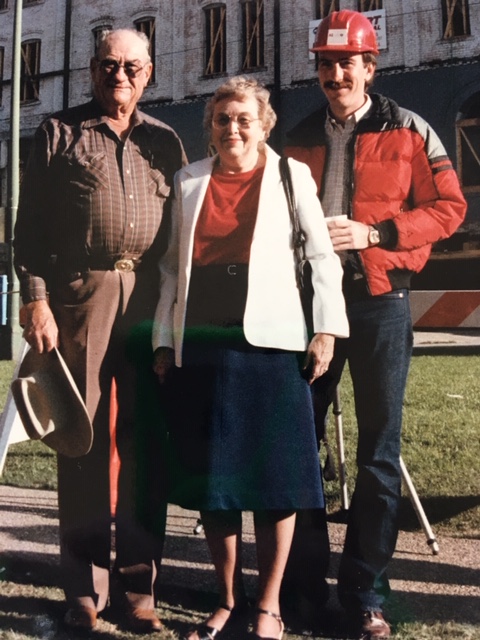 Photo of Irby Hightower of Alamo Architects and his parents in 1985 at the Fairmount Hotel's move.