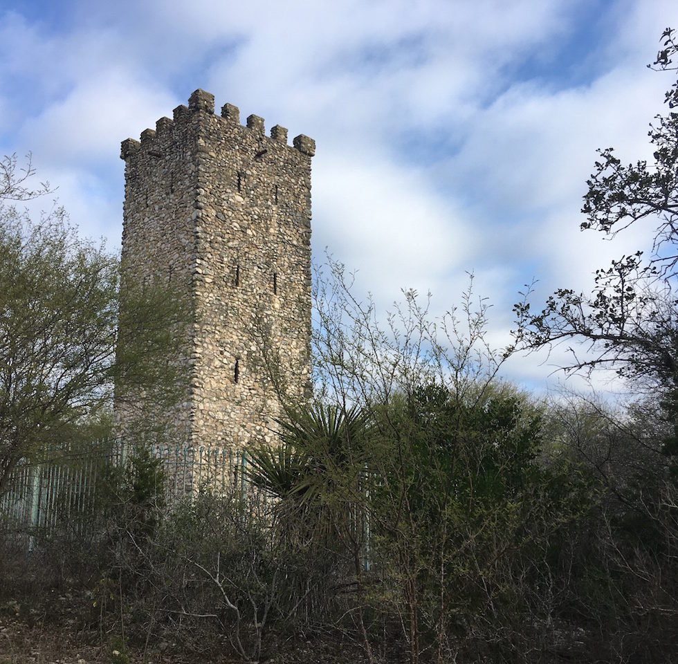 Photo of castle-looking tower at Comanche Lookout Park in San Antonio, Texas.