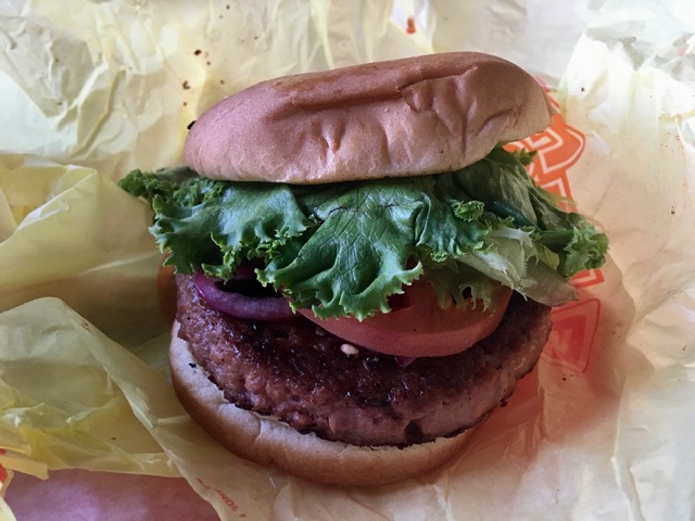 Photo of Earth Burger's quarter-pound burger.