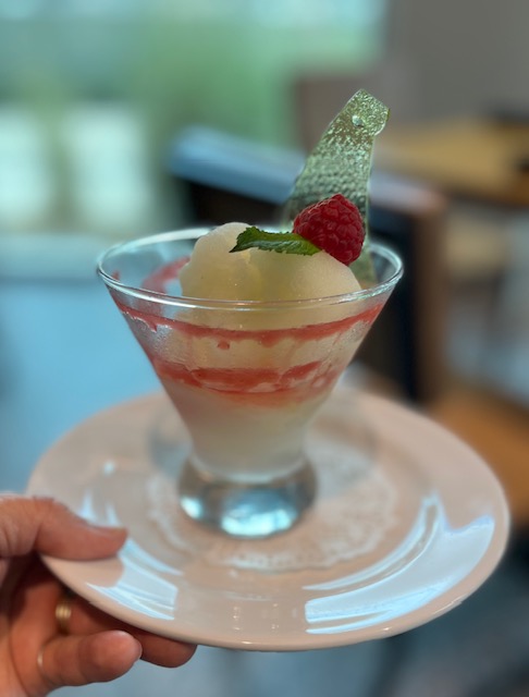 Photo of lemon sorbet served at St. Philip's College 1898 restaurant.