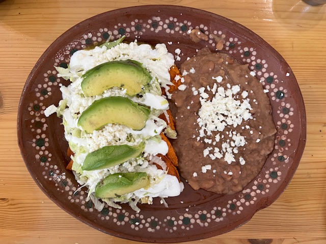 Plate of Central Mexican Food at Tlahco on San Pedro at Jeanette in San Antonio, Texas.